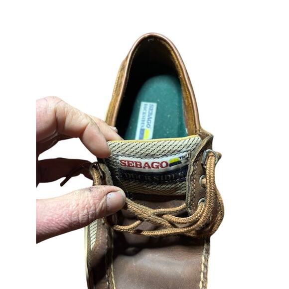 Sebago Boat Shoes Clovehitch II Dockside Waxed Deck Loafers brown Men's 9 - Picture 7 of 8